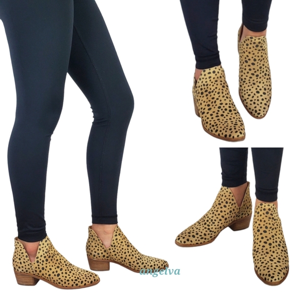 New dolce vita kasper suede leopard print slip on block heel western ankle boots - Picture 4 of 15